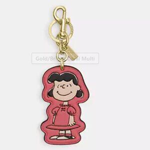 Coach X Peanuts Lucy Bag Charm - Bright Coral/Gold